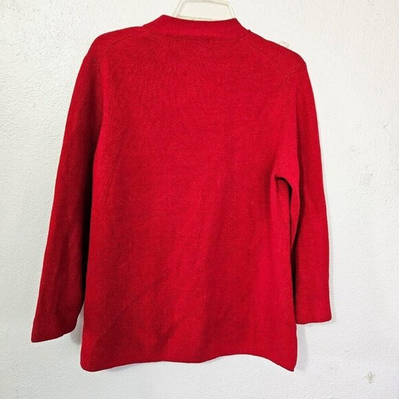 Kate Hill Red Merino Wool/Cotton Blend Festive Sweater  Size XL - Picture 5 of 7